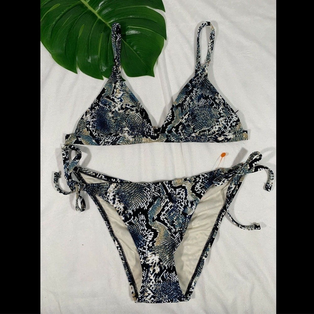 NEW Shade & Shore SET Triangle Snake Bikini Top + Cheeky Bottoms [‎ Large ]